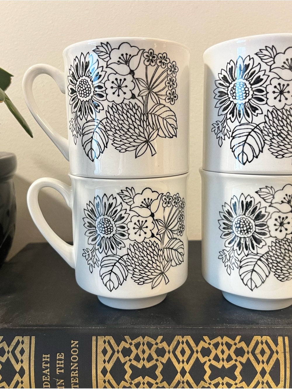 MCM Vintage Grindley England Manitou Pattern Mugs Set of 4